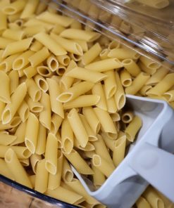Organic penne pasta at Just Gaia zero waste grocery in Halifax West Yorkshire