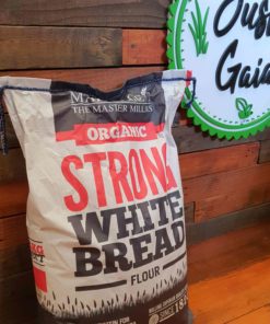 Organic strong bread flour on display at Just Gaia, showcasing White flour