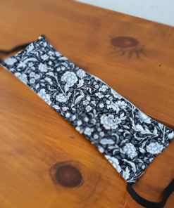 Plastic free face masks floral black and white design in Just Gaia's plastic free ppe products range