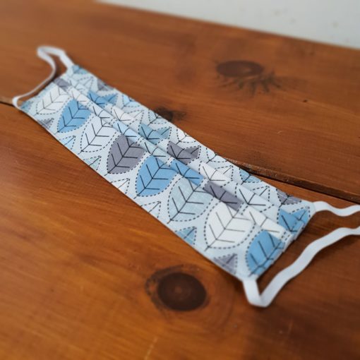 Plastic free face masks leaves design in Just Gaia's plastic free ppe products range