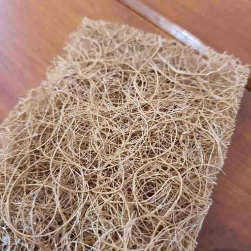 A coconut scrub pad out of it's packaging in Just Gaia Halifax, UK