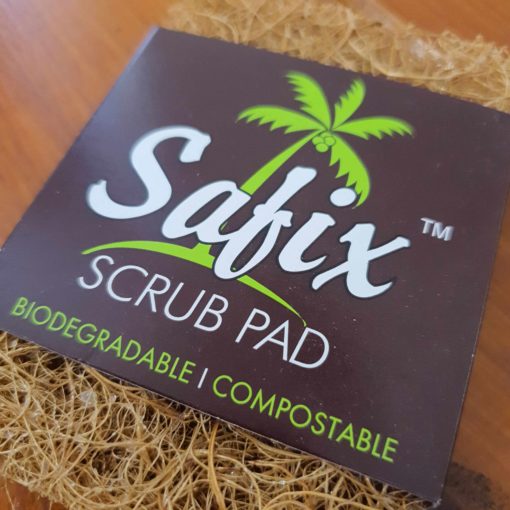 A coconut scrub pad in Just Gaia Just Gaia: Plastic Free Shop Halifax, UK