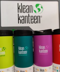 Klean Kanteen 16oz large insulated coffee cup in Klean Kanteen display at Just Gaia