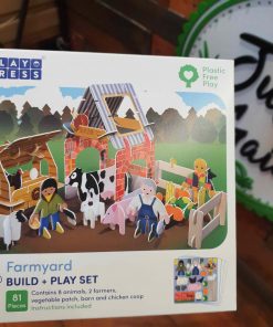 Plastic Free farmyard playset front box from in store at Just Gaia Halifax UK