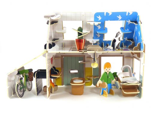 Plastic Free Eco House Playset Example set up From Playpress