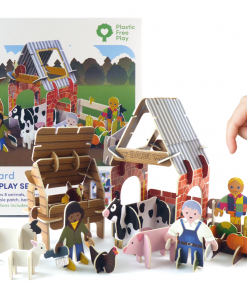 Plastic Free farmyard playset example setup from Playpress available at Just Gaia Halifax UK