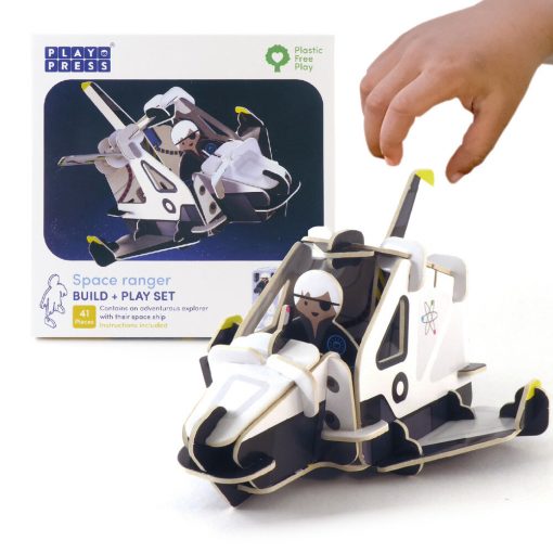 Plastic Free space ranger playset example setup from Playpress available at Just Gaia Halifax UK