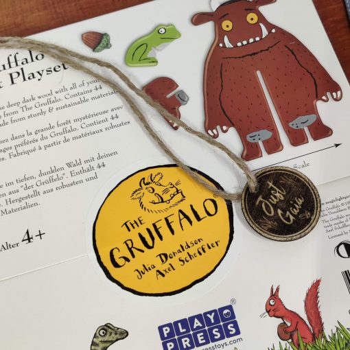 Plastic Free Official Gruffalo Playset in the Just Gaia Children's toys range at Just Gaia. Back view of the box.