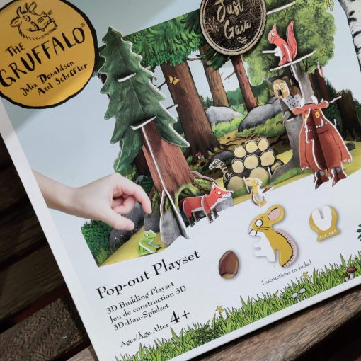 Plastic Free Official Gruffalo Playset in the Just Gaia Children's toys range at Just Gaia. Alt front view of the box.