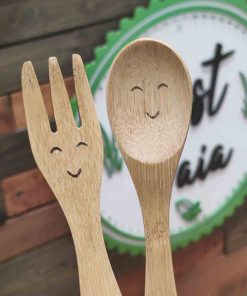 Children's bamboo cutlery set
