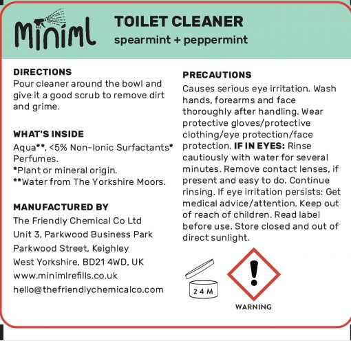 Miniml Saftey Information: toilet cleaner