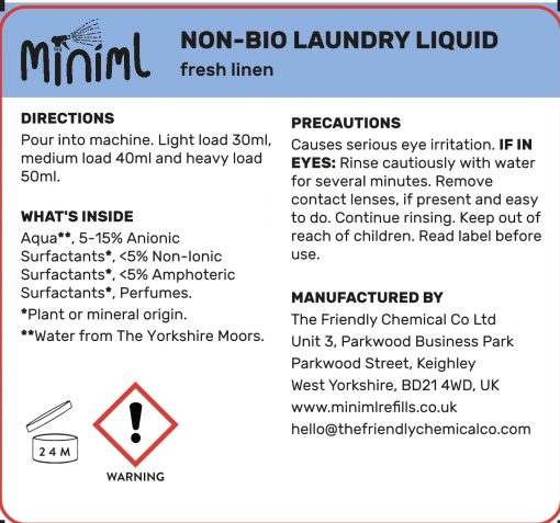 Miniml Saftey Information: laundry liquid