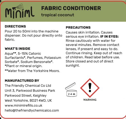 Miniml Saftey Information: fabric conditioner